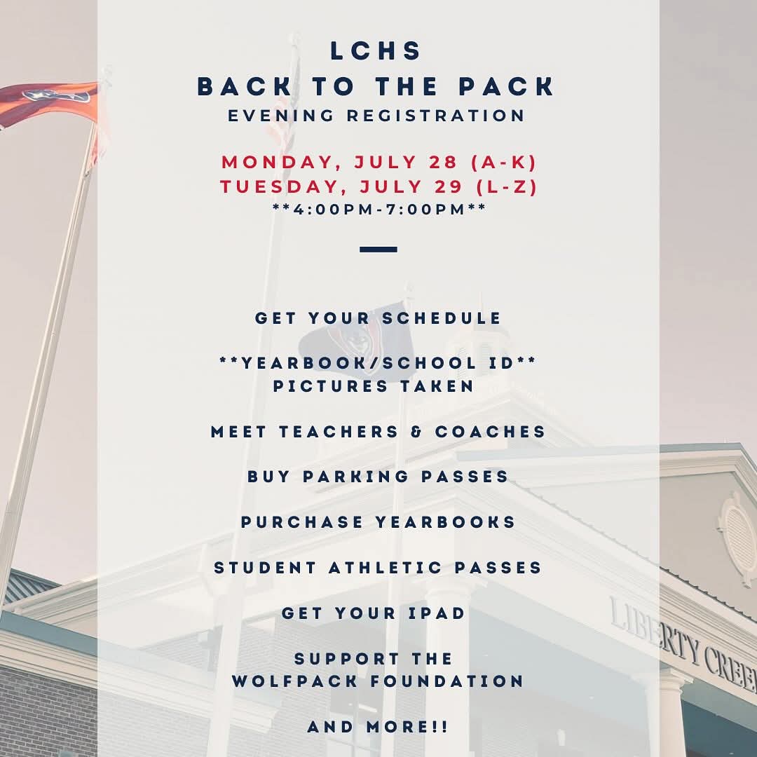 SAVE THE DATE: These are very important nights for ALL families to attend. You’ll need copies of your proof of residency for us to keep and pictures will be taken of all students for student IDs and our yearbook. We can’t wait to see you in a few weeks! #OnePack