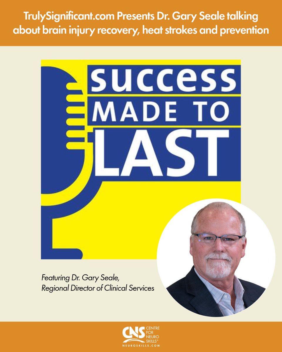 Dr. Gary Seale recently joined the Success Made to Last podcast to discuss heat-related illnesses, brain injury and rehabilitation.

Listen to the episode here: spreaker.com/episode/trulys…

#NeuroSkills #HeatStroke #Stroke #BrainInjury #Summer #Weather