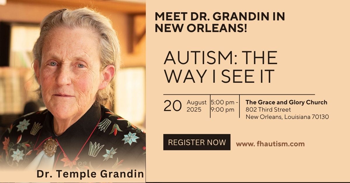 Meet <a href="/DrTempleGrandin/">Dr. Temple Grandin</a>  live in New Orleans on August 20th.
She’ll be speaking at Autism: The Way I See It — a powerful and inspiring event you won’t want to miss.
Reserve your spot today at fhautism.com
#Autism #autismawarness #templegrandin #NOLA