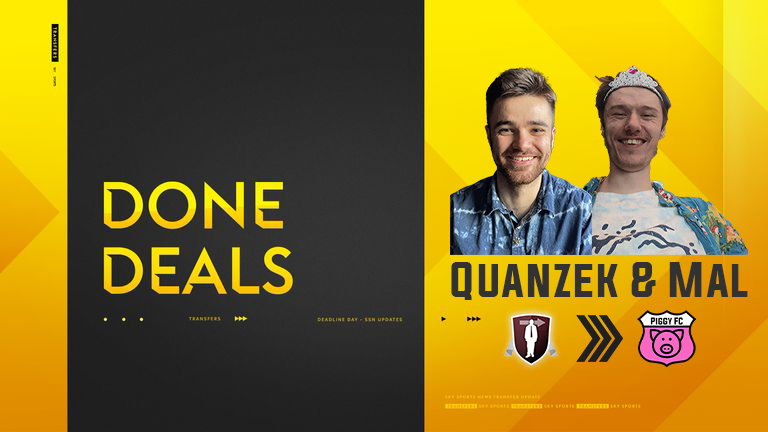 ⚠️ DEADLINE DAY SIGNINGS⚠️
Just in time for 7pm BST tomorrow!

Piggy FC are proud to announce two new signings:
- <a href="/Quanzek/">Quanzek</a> 🇺🇸
- <a href="/ThatGuyDed/">Mal :D</a> 🏴󠁧󠁢󠁥󠁮󠁧󠁿 

#PiggyFC | #GoingHam | #BringHomeTheBacon
