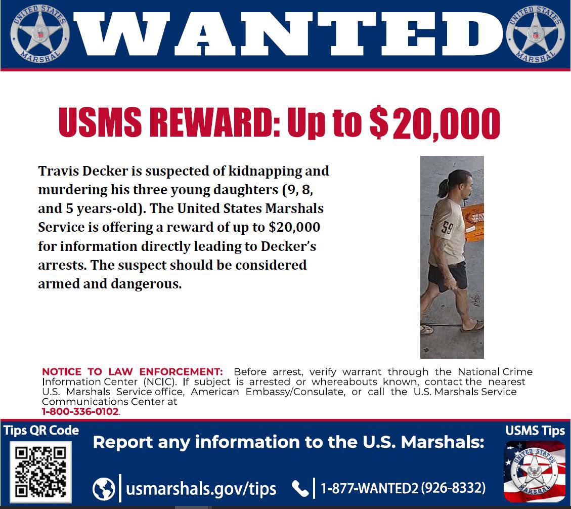 Travis Caleb Decker is wanted by the U.S. Marshals. There is a Rapidly Advancing Manhunt program to expedite the fugitive’s location and apprehension near Leavenworth, Washington. To submit a tip go to usmarshals.gov/tips.

#USMarshals #USMarshalsWanted