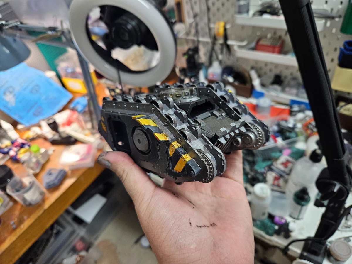 WIP Iron warriors
 land raider proteus. 

not sure about the colour layout so far