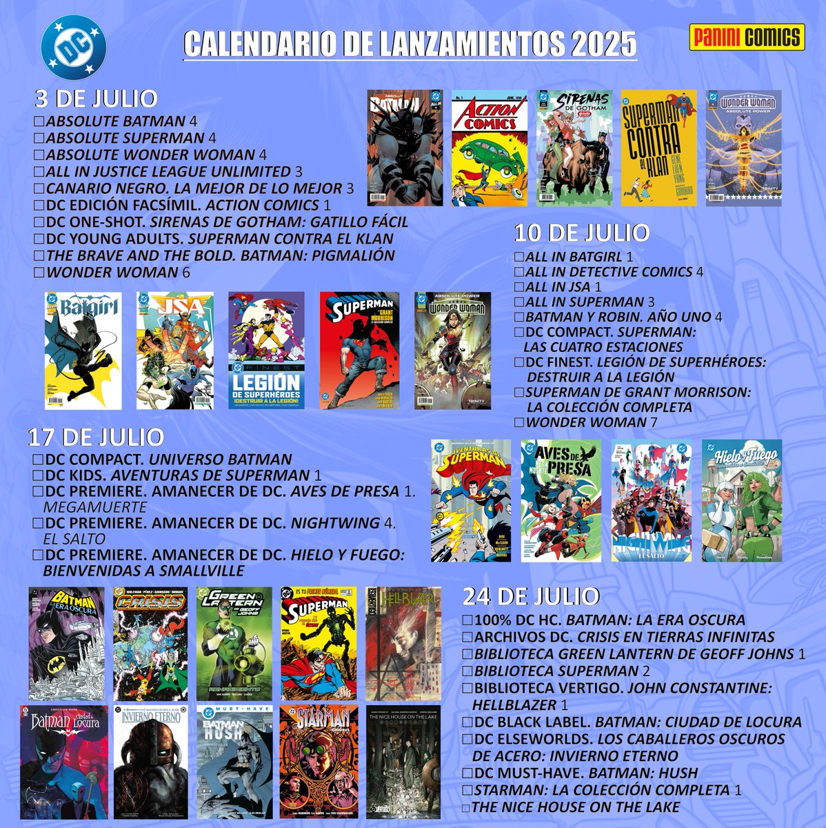 PaniniComicsEsp's tweet image. ✅Todo el checklist de Panini para julio: DC, manga, Marvel, Disney, Millarverse...