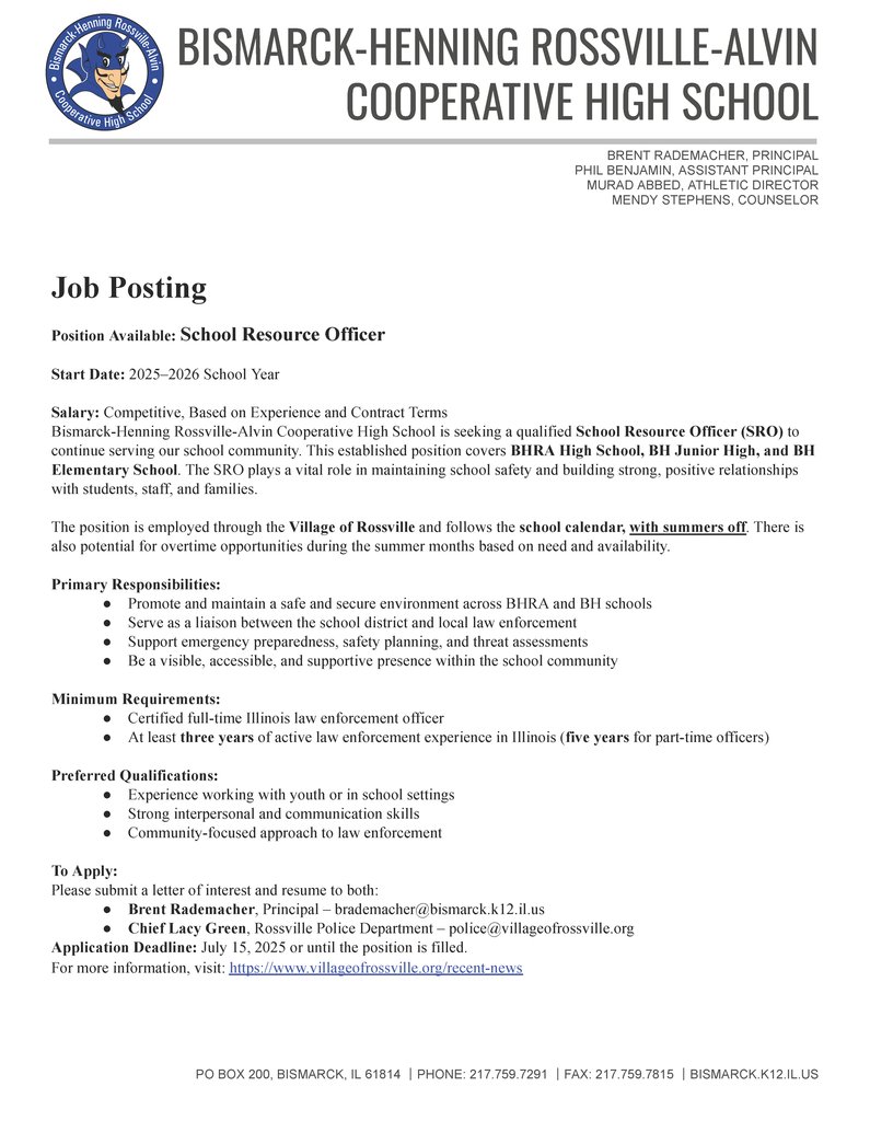 BHRABlueDevils's tweet photo. SRO Job Posting

See the posting for more information. https://t.co/4aeZR9aYE3