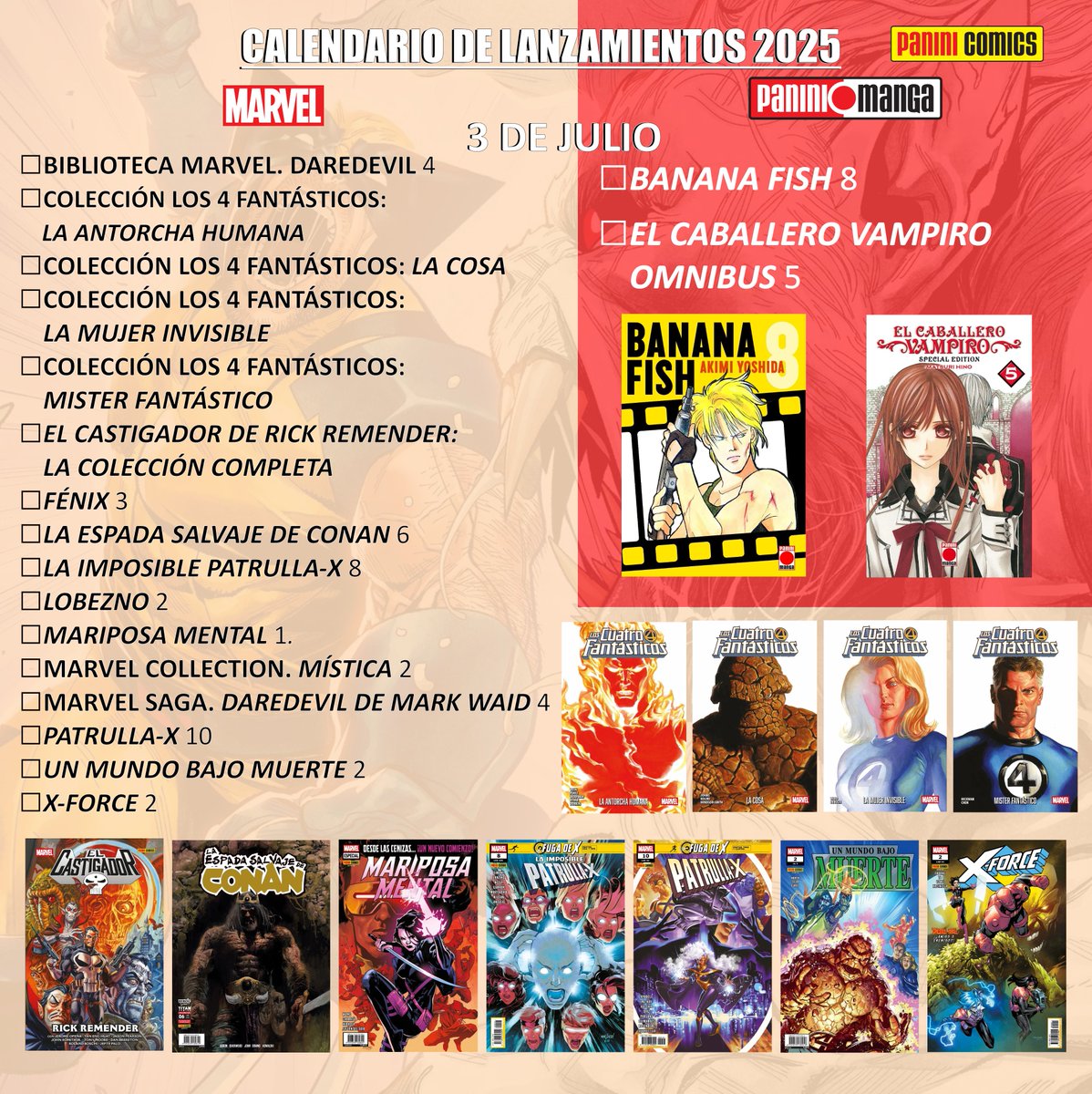 PaniniComicsEsp's tweet image. ✅Todo el checklist de Panini para julio: DC, manga, Marvel, Disney, Millarverse...