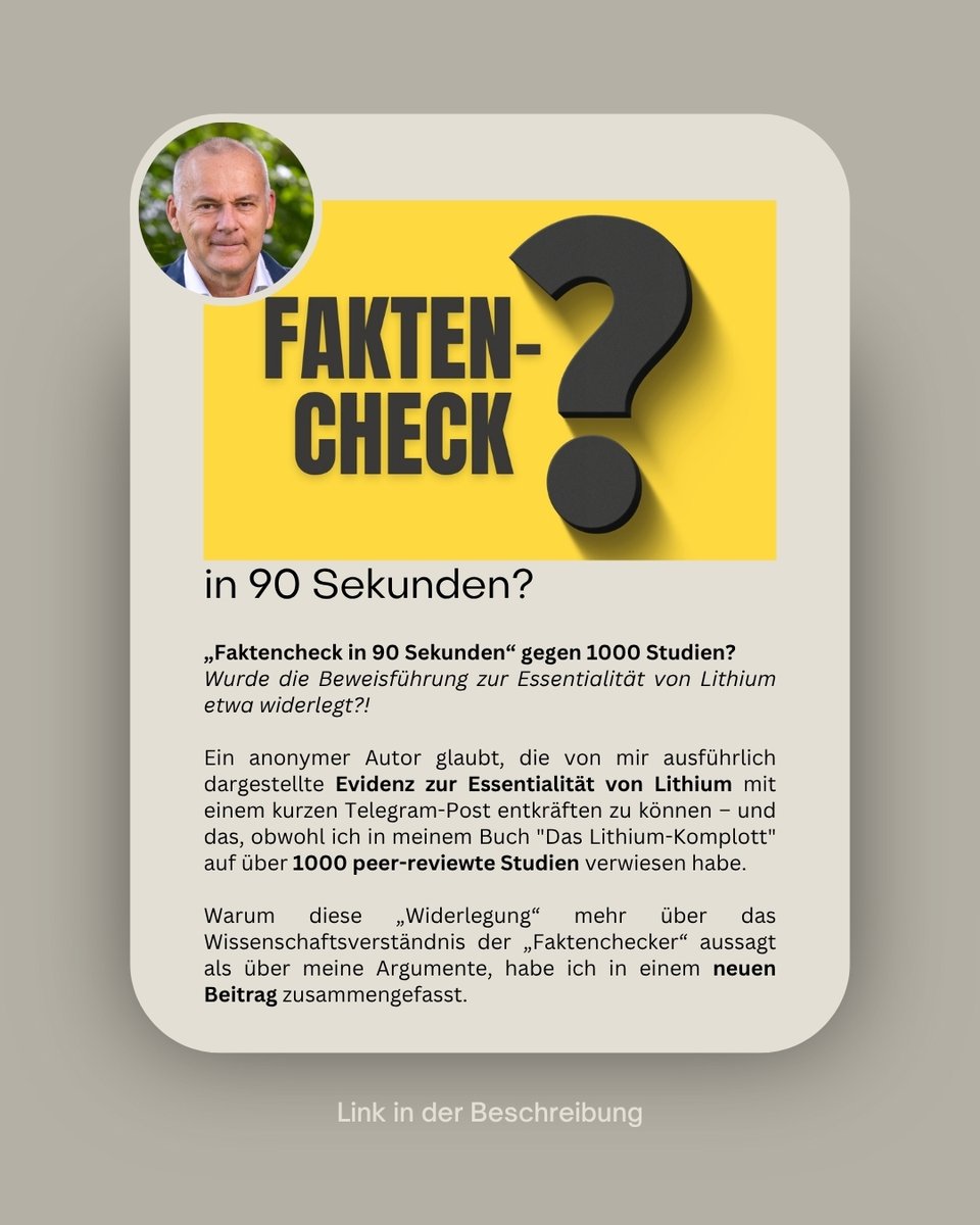PDDrNehls's tweet photo. https://t.co/jrvL7o57Wf
Wurde die Beweisführung zur Essentialität von Lithium etwa widerlegt? (tn) https://t.co/1ia3x8U4Iz