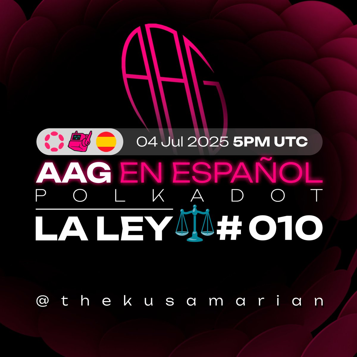 AAG - SPA #010 - La ley ⚖️

Este Viernes 5PM UTC

Súmate a la conversación en vivo desde X o Youtube 
→ studio.youtube.com/video/orzMIWio…

¡No te lo pierdas! Toda la información clave de la mano de El Kus 🔥