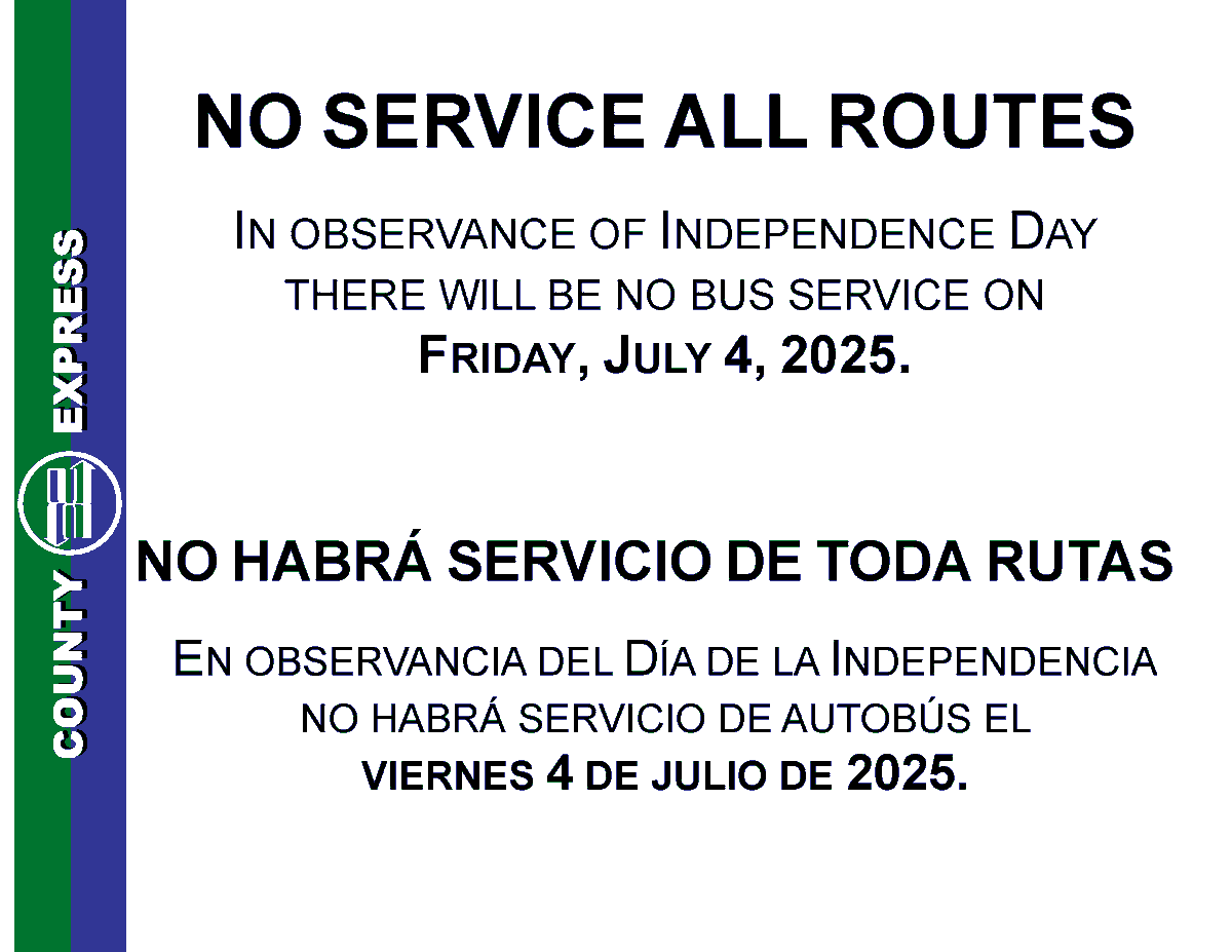 No Service 7/4/25. More Details at app.simplifytransit.com/alerts/sanbeni…