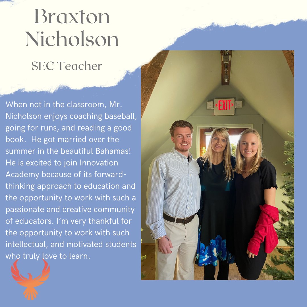 FCS Innovation Academy (@iafultonschools) on Twitter photo Our 2nd new staff member of the day - Braxton Nicholson. He will be joining our SEC team. He has already joined the team for goal alignment and did PLC work with Ms. Sussman for US History. Welcome to the team and thank you for jumping right in! <a href="/ia_kent/">Scott Kent</a> <a href="/iaptso/">Innovation Academy PTSO</a> #newstaffalert Our 2nd new staff member of the day - Braxton Nicholson. He will be joining our SEC team. He has already joined the team for goal alignment and did PLC work with Ms. Sussman for US History. Welcome to the team and thank you for jumping right in! <a href="/ia_kent/">Scott Kent</a> <a href="/iaptso/">Innovation Academy PTSO</a> #newstaffalert