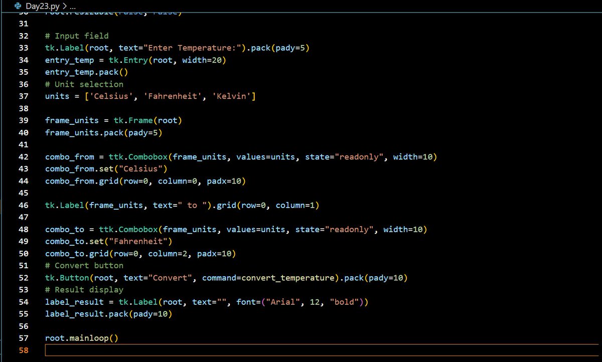 MadhusmeetaM's tweet image. 𝗗𝗮𝘆 𝟮𝟯 of #30DaysOfPython 🖥️
une 19, 2025 | Indian Data Club
Turned my Temperature Converter CLI Tool into a GUI App using #Kivy 
✅ Input + Button + Result Label
✅ Event handling made easy
Python + GUI = Powerful + Pretty! 
#PythonGUI #WomenInTech #IDC30DaysChallenge