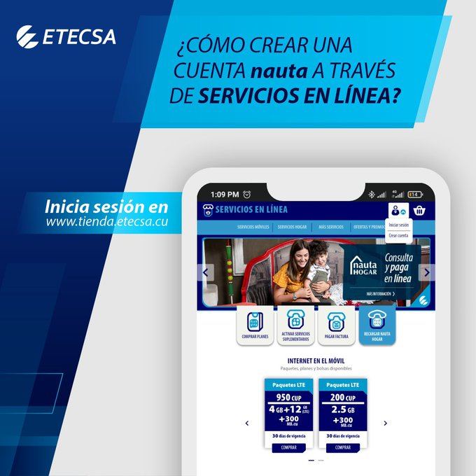 EliBustoDel02's tweet photo. Cuenta con servicios en Linea para crear tu cuenta nauta con mayor facilidad💙💙 https://t.co/DrQkfVfDtf