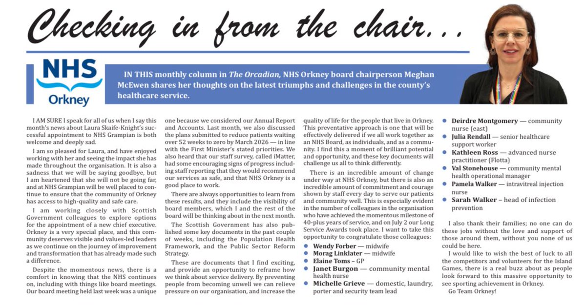 Latest column from our Board Chair #TeamOrkney👇