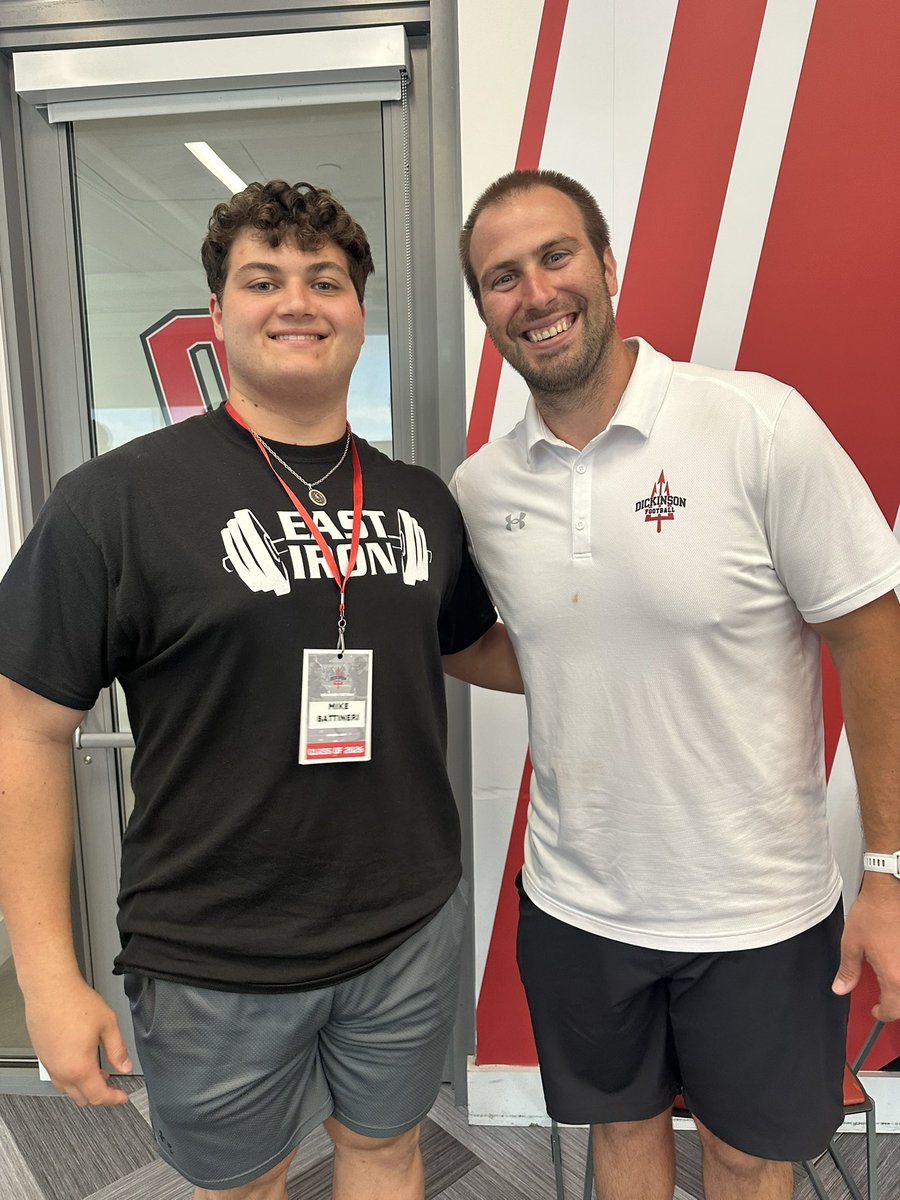 MikeBatt68's tweet photo. Thank you to the coaches at Dickinson for having me at campus  for a visit! @CoachFordyce_DC @coach_knapp @DCcoachSchuck . The campus was amazing and I had a great time learning all about the program and what Dickinson has to offer! @CBEastFootball https://t.co/4XAJXByJte