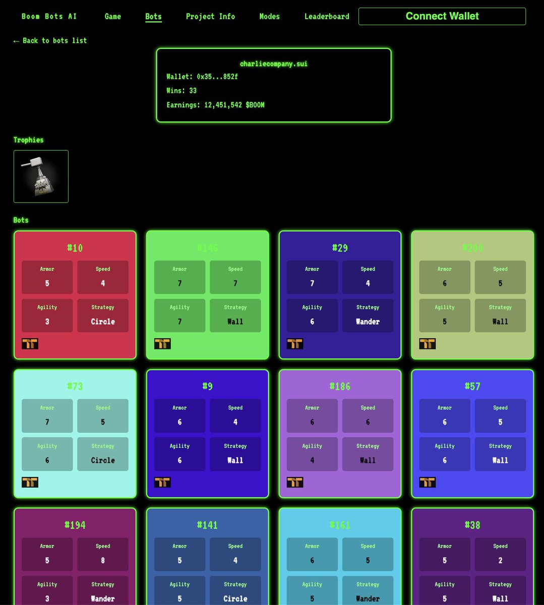 Boom Bots AI (@boombotsonsui) on Twitter photo 🚀 $BOOM $BOOM $BOOM! 💥
Game dev just dropped some slick new features on our <a href="/WalrusProtocol/">Walrus 🦭/acc</a> website:
🔹 Owner Profiles — track your winnings, bots, & trophies all in one place!
🔹 <a href="/SuiNSdapp/">Sui Name Service (SuiNS)</a> Integration — see all SuiNS activity right on our platform
Check it out now and let 🚀 $BOOM $BOOM $BOOM! 💥
Game dev just dropped some slick new features on our <a href="/WalrusProtocol/">Walrus 🦭/acc</a> website:
🔹 Owner Profiles — track your winnings, bots, & trophies all in one place!
🔹 <a href="/SuiNSdapp/">Sui Name Service (SuiNS)</a> Integration — see all SuiNS activity right on our platform
Check it out now and let