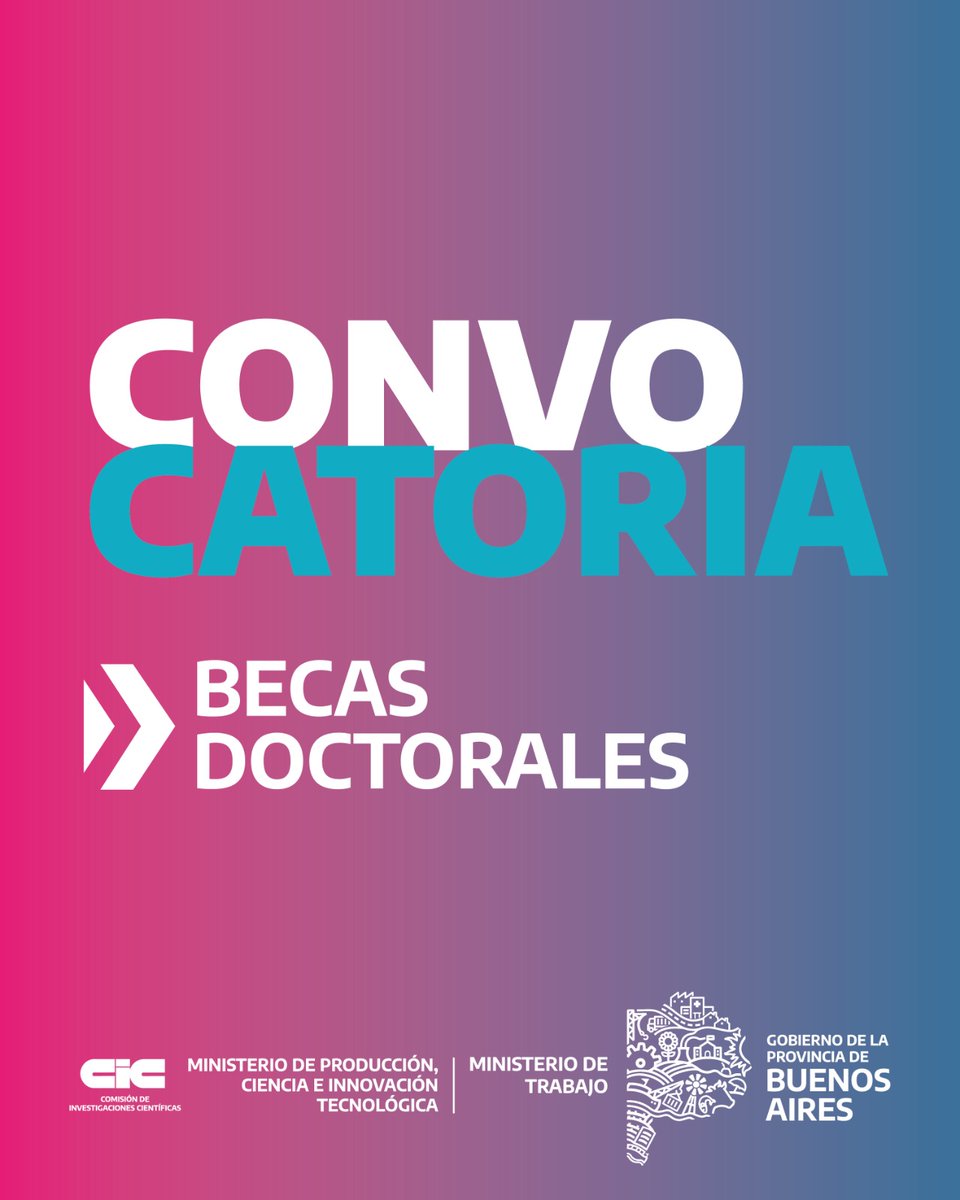 Si sos graduada o graduado de nivel universitario y vivís en la Provincia, podés presentarte a las Becas Doctorales 2026 de la CIC (Comisión de Investigaciones Científicas).

🗓 Postulate del 19 de junio al 18 de julio de 2025