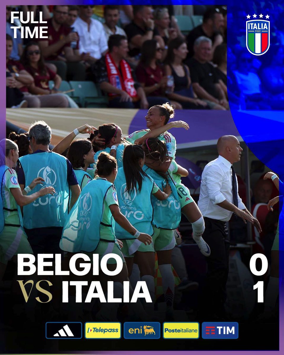 ⏱️ 𝐑𝐈𝐒𝐔𝐋𝐓𝐀𝐓𝐎 𝐅𝐈𝐍𝐀𝐋𝐄

🇧🇪🇮🇹 #BelgioItalia 0️⃣-1️⃣
44' #Caruso

#WEURO2025
#Nazionale #Azzurre #LeAzzurreSiamoNoi
