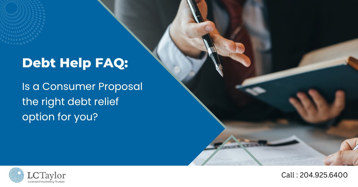 A Consumer Proposal is one of the best lifelines for anyone struggling to pay the bills. It's not Bankruptcy, so if you hold debt, it might offer a way forward. Find out how it works and if you qualify: lctaylor.com/consumer-propo… #ConsumerProposals #DebtRelief #CreditCardDebt