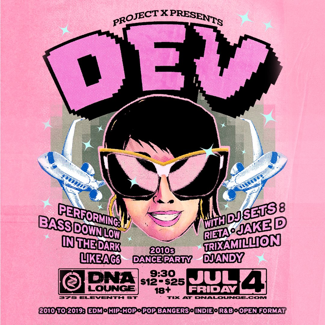 DJAndy411's tweet image. We’re getting slizzered on Friday, July 4th with Dev at DNA lounge SF 🦎🍹
DJs: Rieta • Jake D • Trixamillion • DJ Andy
Tickets: dnalounge.com/calendar/2025/…
9:30pm doors 🚪