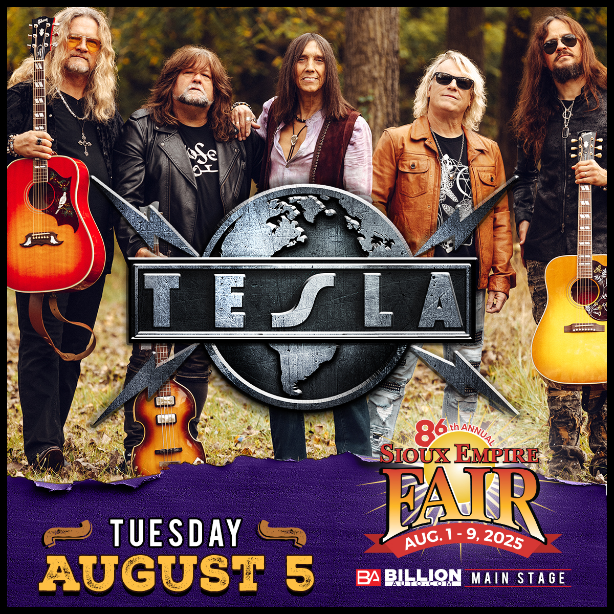 SiouxEmpireFair's tweet image. Tesla is on the Billion Automotive Main Stage Tuesday, August 5 during the Sioux Empire Fair - FREE with paid fair admission! Get closer to the action with a Pit Pass for just $25!
Learn More >> siouxempirefair.com/events/2025/te…
Pit Passes >> siouxempirefair.com/p/tickets--dea…
@teslaband