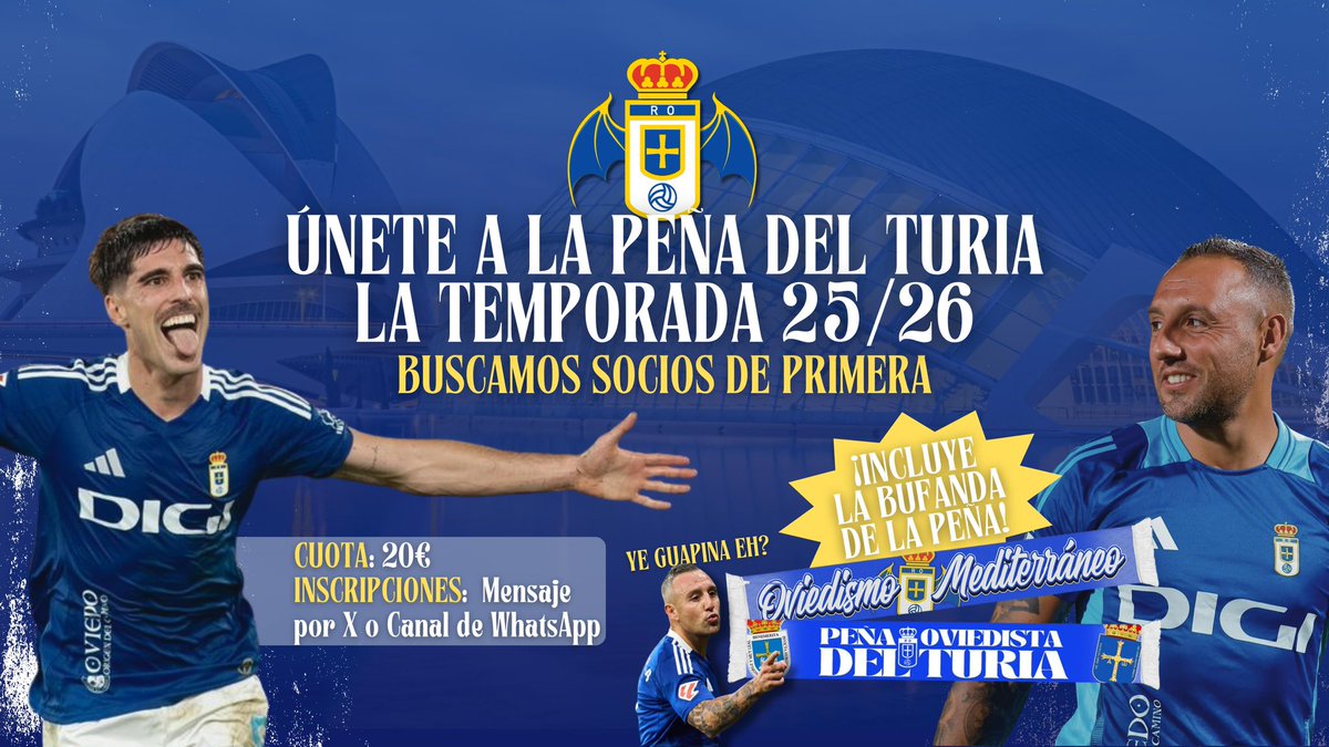 🔵⚪ ¡Asturias se siente también en el Turia!
Hazte socio de la Peña Oviedista del Turia y vive el orgullo carbayón en Valencia.
¡Ya somos más de 25 peñistas y tú puedes ser parte! 🫵
<a href="/APARO_ROCF/">APARO</a> <a href="/RealOviedo/">Real Oviedo</a>