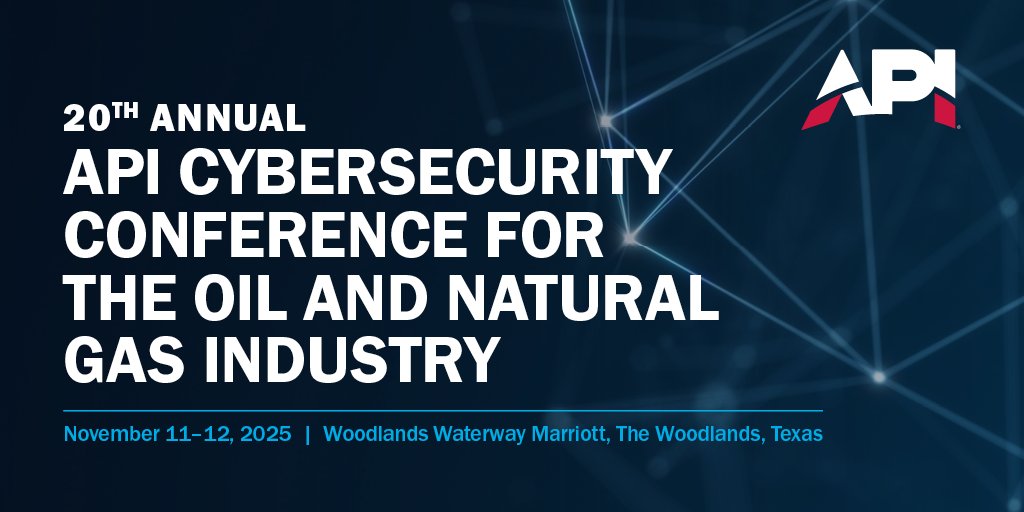 APIGlobal's tweet image. Register for the 20th Annual API Cybersecurity Conference, Nov. 11-12, The Woodlands, TX. Cybersecurity is critical to the infrastructure of the oil and natural gas industry. Discuss challenges and solutions with industry experts.
hubs.la/Q03tRyW-0