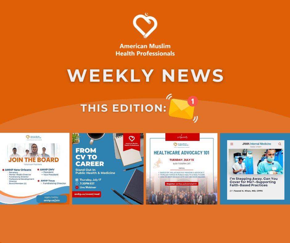 AMHP (@muslimhealth) on Twitter photo This just in: AMHP Weekly ๐๏ธ
โ๏ธ Read it: bit.ly/AMHPWeekly7-3
โ๏ธ Subscribe: bit.ly/AMHPSubscribe
Didn't get it in your inbox? Check your spam for an email from contact@amhp.us! This just in: AMHP Weekly ๐๏ธ
โ๏ธ Read it: bit.ly/AMHPWeekly7-3
โ๏ธ Subscribe: bit.ly/AMHPSubscribe
Didn't get it in your inbox? Check your spam for an email from contact@amhp.us!