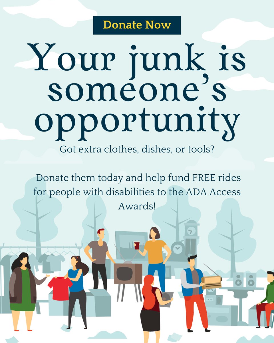⏰ Final days to donate! We’re raising funds for FREE ADA rides. Your extra items = access for all. DM us to donate today.
#ADA35 #GarageSaleForAccess #CCDC #DisabilityRights #DonateForGood