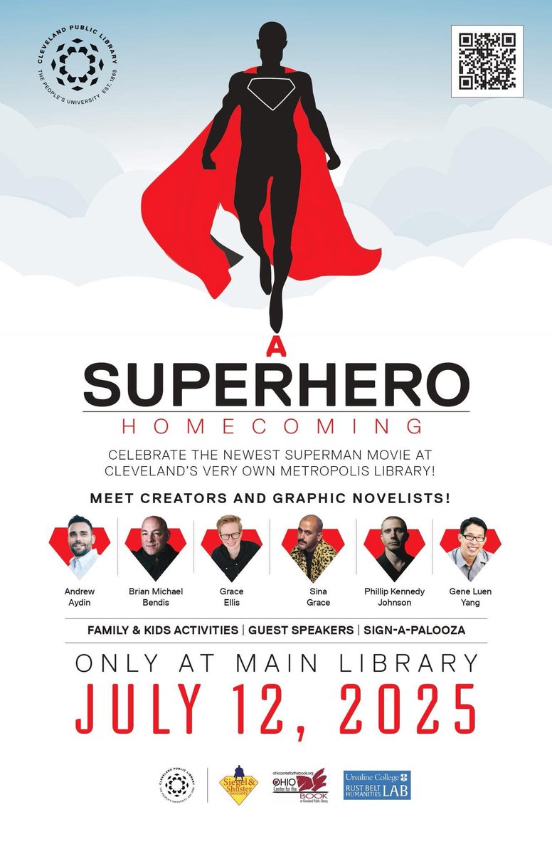 SiegelShuster38's tweet image. Next week at @Cleveland_PL! Proud partner with @RustBeltLab and @cplocfb! See you soon @andrewaydin @BRIANMBENDIS Grace Ellis, @SinaGrace, @PhillipKJohnson and @geneluenyang #CLE @Ideastream @JamesGunn @thegeekofsteel @SuperHouseOfEl #Superman