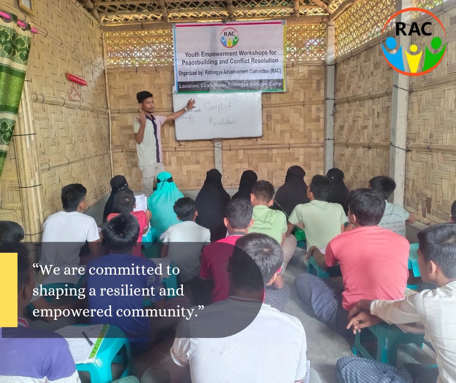 rac_org's tweet photo. We organised youth empowerment workshops through which we aim to empower #Rohingya youths and make them well equipped with the necessary skills to thrive, become changemakers, and be able to make their own decisions. https://t.co/slh0NB66AZ