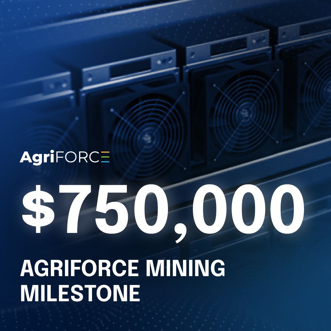🚀 Big milestone unlocked! AgriFORCE has officially mined over $750,000 in Bitcoin 💰⚡

From Alberta to Ohio, our digital asset strategy is powering forward—efficient, sustainable, and built for the future.

This is just the beginning. #Bitcoin #AgriFORCE #SustainableMining