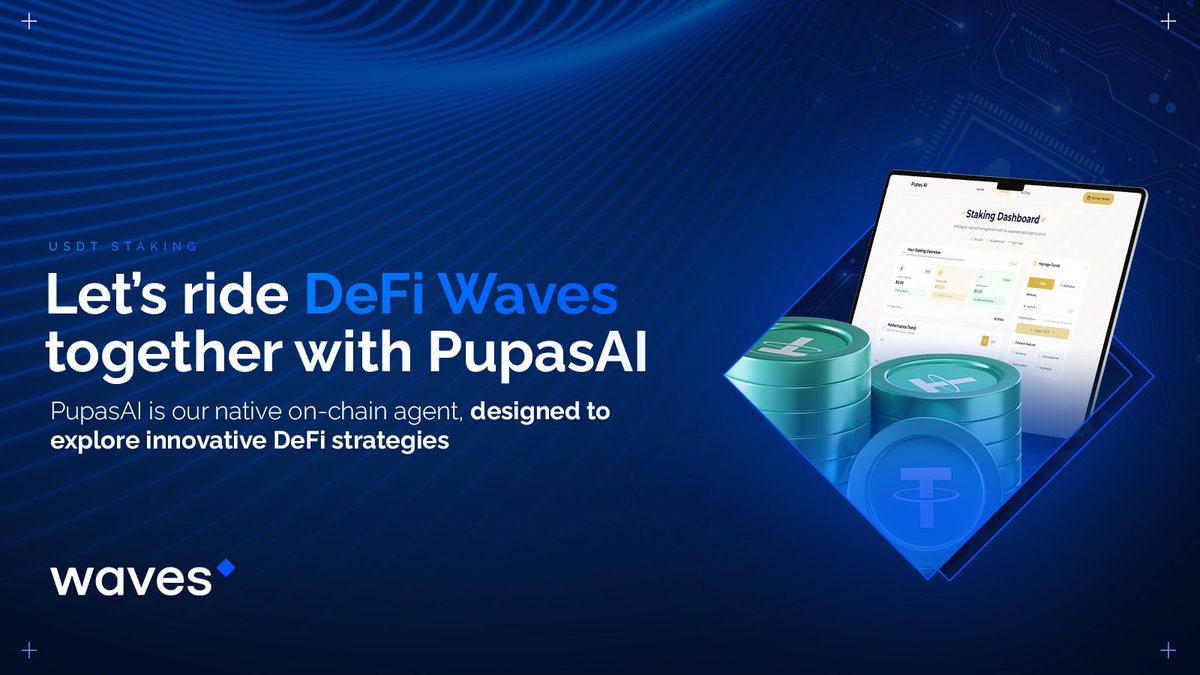 Waves 🌊 (@wavesprotocol) on Twitter photo A few days ago, we had a successful launch of PupasAI 🥳
For those who missed it 👇
<a href="/Pupas_AI/">Pupas Protocol</a> is our native on-chain agent, designed to explore innovative DeFi strategies
Right now, we’re working on new staking mechanics where Pupas learns to borrow tokens using USDT as A few days ago, we had a successful launch of PupasAI 🥳
For those who missed it 👇
<a href="/Pupas_AI/">Pupas Protocol</a> is our native on-chain agent, designed to explore innovative DeFi strategies
Right now, we’re working on new staking mechanics where Pupas learns to borrow tokens using USDT as