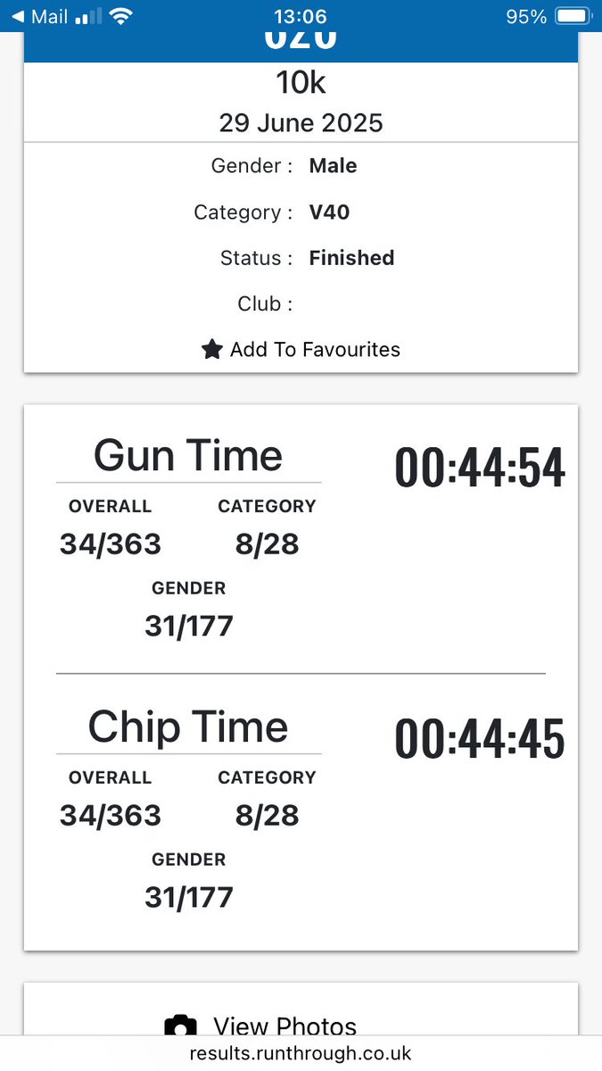 Not a bad time for my first 10k