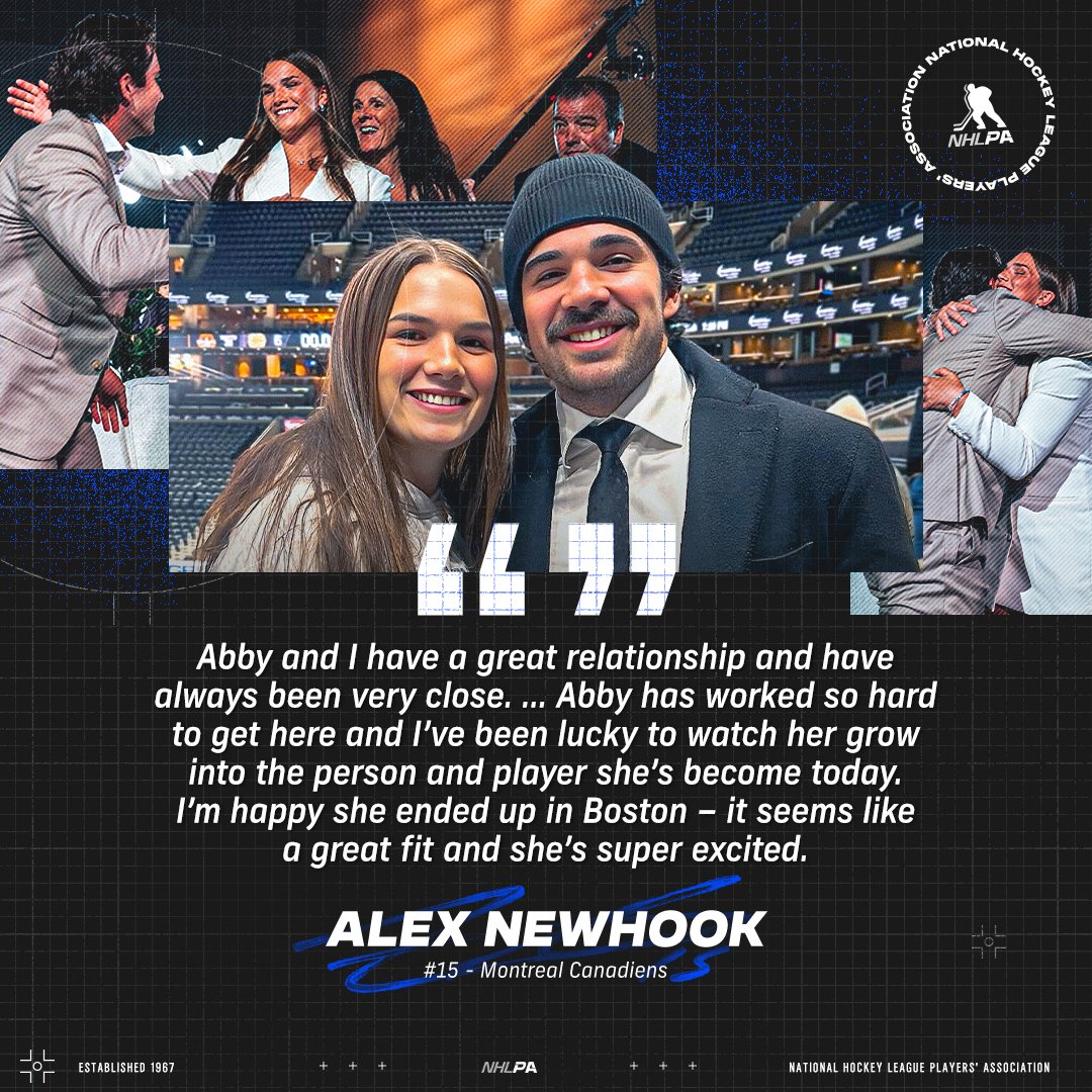 NHLPA's tweet image. Supporting her brother Alex at the 2019 #NHLDraft had Abby Newhook longing for a similar experience. Six years later, the Boston College captain had her #PWHLDraft day dreams realized with @PWHL_Boston – all with her family proudly cheering her on: ply.rs/wr1esibvs30