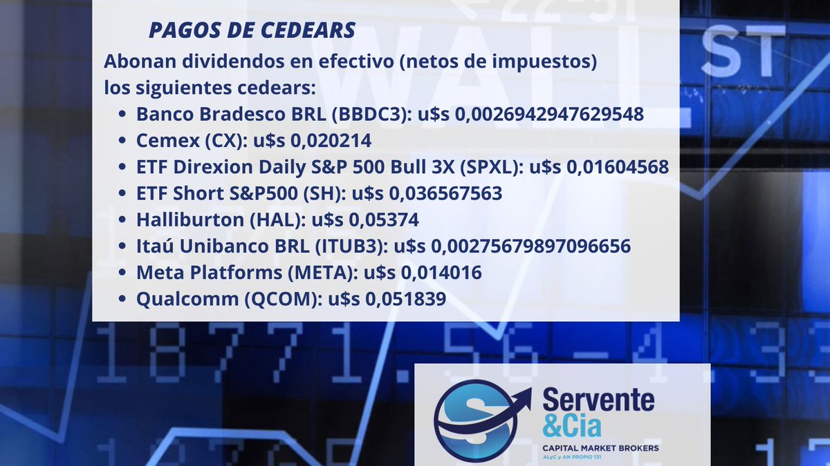 serventeycia's tweet image. #Bolsa #Argentina #Inversores #Accionistas #Aviso #Pago #Dividendos #Dólar #Efectivo #Dólares #Cedears #WallStreet #Empresas #BYMA #Servente #Capital #Market #Brokers #Inversiones