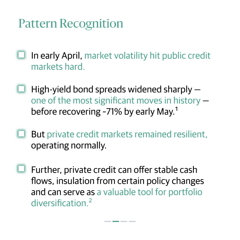 blackstone's tweet photo. When the going gets bumpy, #privatecredit has the potential to offer a smoother ride...
In a new #BXPatternRecognition, we share how public credit can be subject to higher volatility than its private counterpart. Read more: