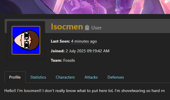Isocmen's tweet image. I HAVE AN ARTFIGHT ACCOUNT!!!!!!!!!!!
GO BANANAS
artfight.net/~Isocmen