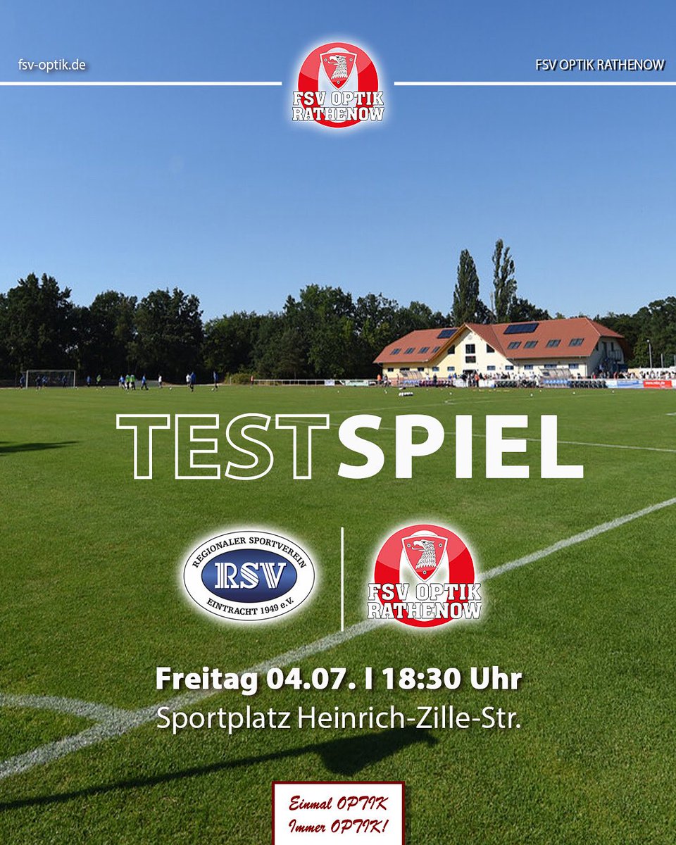 Das zweite #Testspiel absolvieren wir morgen beim RSV Eintracht. Auf geht’s Optik!