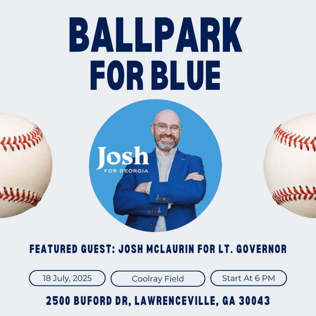 Get ready for some fun with Democrats! We’re having a ball park fundraiser event with an optional meet and greet with Lt. Governor candidate, Josh McLaurin. So sit down and enjoy a Gwinnett Stripers game with the party of the people. 

secure.actblue.com/donate/ballpar…