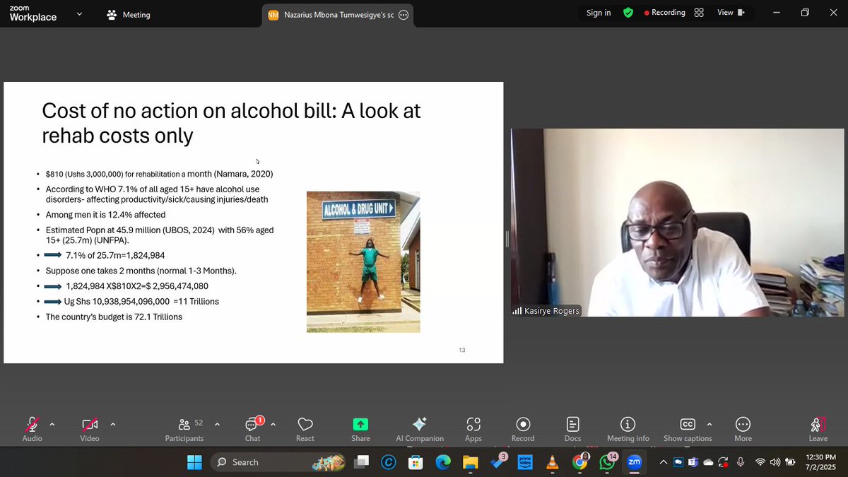 We had to make it to <a href="/uydel_2019/">UGANDA YOUTH DEVELOPMENT LINK</a> 's Zoom webinar on the 2nd of July 2025. 

It was titled, "DOES UGANDA HAVE AN ALCOHOL BURDEN , WHAT DO FIGURES TELL US FROM THE FIELD?" 

<a href="/NazMTumwesigye/">Nazarius Mbona Tumwesigye</a> + <a href="/RogersKasirye1/">Rogers Kasirye</a> took centre-stage sharing all these glaring findings of numbers from the