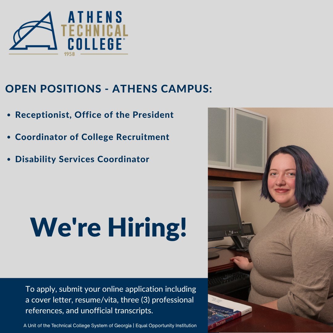 We're hiring! Please submit your online application including a cover letter, resume/vita, three (3) professional references, and unofficial transcripts. The open positions can be found at ow.ly/Bg0n50WkBL8