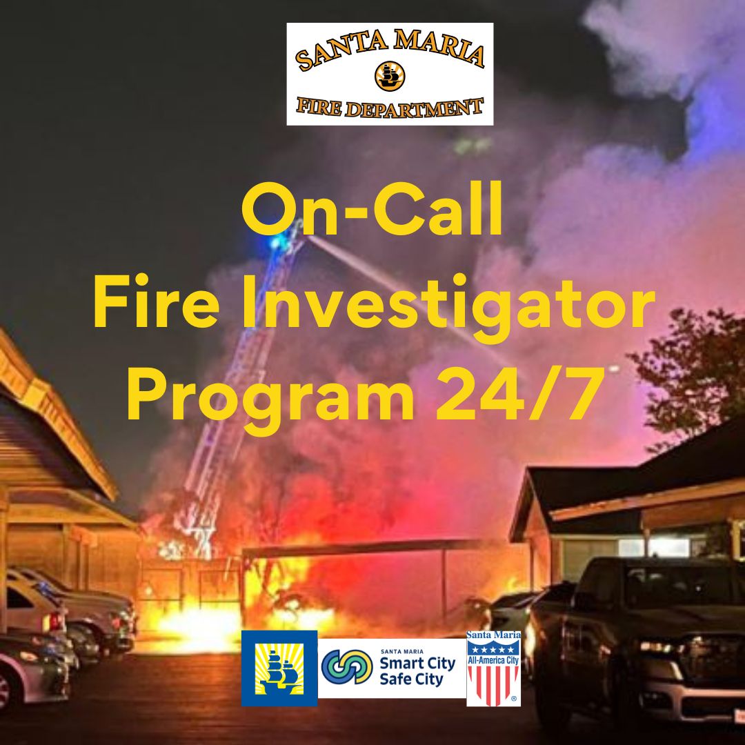 City_SantaMaria's tweet image. To further improve public safety services, @SMFDHQ has initiated an On-Call Fire Investigator Program. Para mejorar aún más los servicios de seguridad pública, el Departamento de Bomberos de #SantaMariaca ha iniciado un Programa de Investigador de Incendios de Guardia. @SMPDHQ