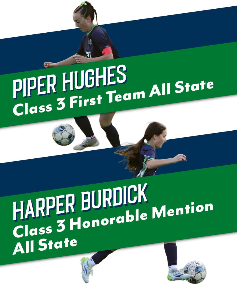 Congrats to Piper Hughes and Harper Burdick, who have received postseason soccer honors! Piper was named first team all-state, and Harper was named an honorable mention. Let's go Guardians!