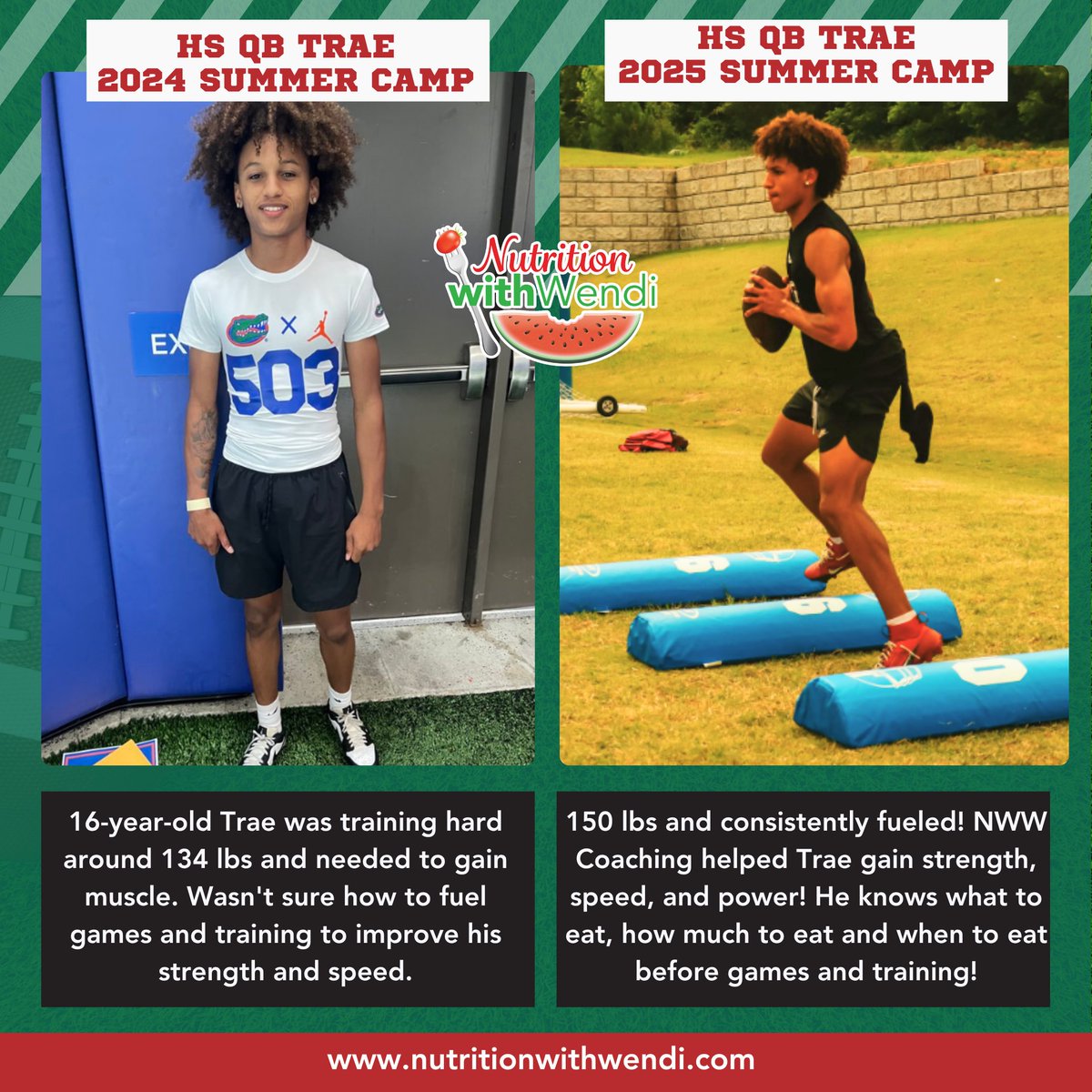 Wendi A. Irlbeck MS, RDN, LD, CISSN (@wendi_irlbeck) on Twitter photo <a href="/Trae_Johnson27/">Richard “Trae” Johnson III</a> dropped his 40 time from a 5.0 to a blazing 4.62! 🔥
Trae has taken his performance to the next level by dialing in his nutrition fueling smarter, recovering better, and showing up stronger. He’s always been a hard worker, and now his nutrition is working just <a href="/Trae_Johnson27/">Richard “Trae” Johnson III</a> dropped his 40 time from a 5.0 to a blazing 4.62! 🔥
Trae has taken his performance to the next level by dialing in his nutrition fueling smarter, recovering better, and showing up stronger. He’s always been a hard worker, and now his nutrition is working just