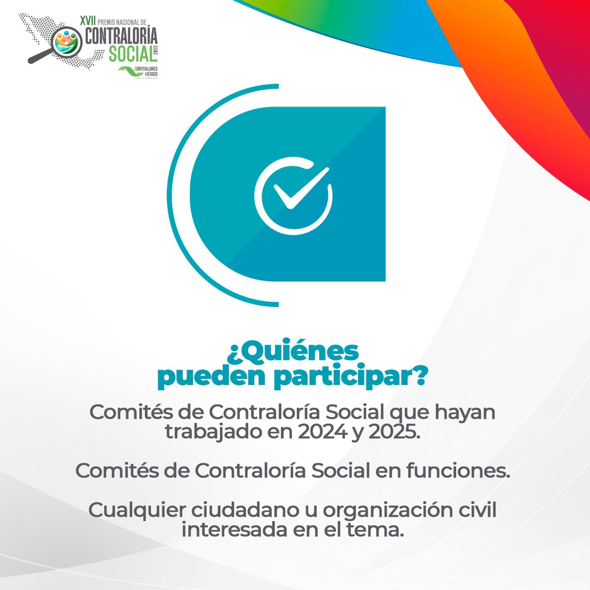 Participa en una de estas categorías del Premio Nacional de Contraloría Social 2025:
Primera categoría: Experiencias de Comités de Contraloría Social
Segunda categoría: Propuestas ciudadanas de mejora en vigilancia y gestión pública
Consulta las bases:
contraloria.durango.gob.mx/premionacional…
