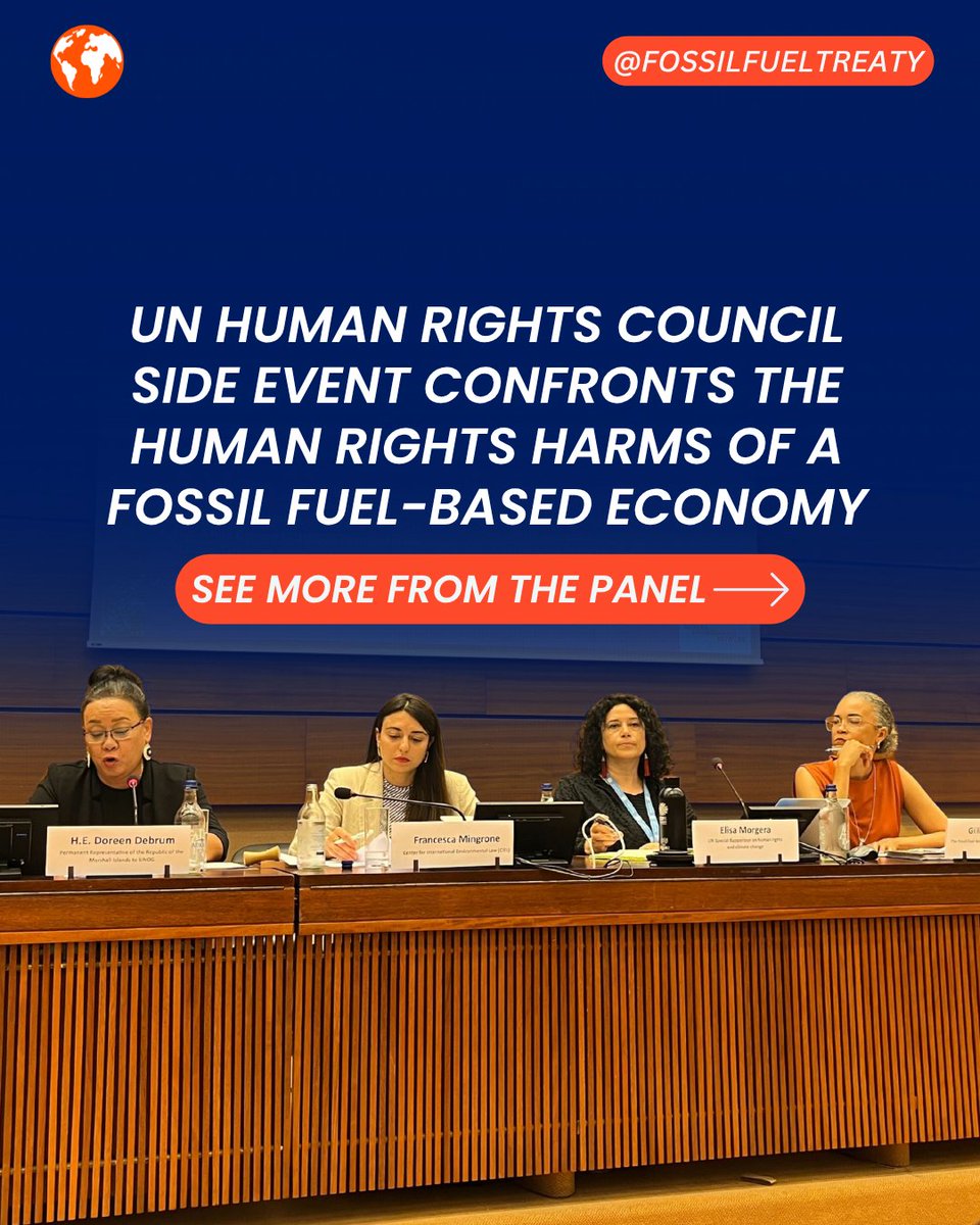 🌍 Fossil fuels are not just a climate issue, they are undermining human rights.

The “Fossil Fuel-Based Economy and Human Rights” side event organized by <a href="/ciel_tweets/">Center for International Environmental Law</a> during the 59th session of the United Nations Human Rights Council in Geneva examined the imperative to