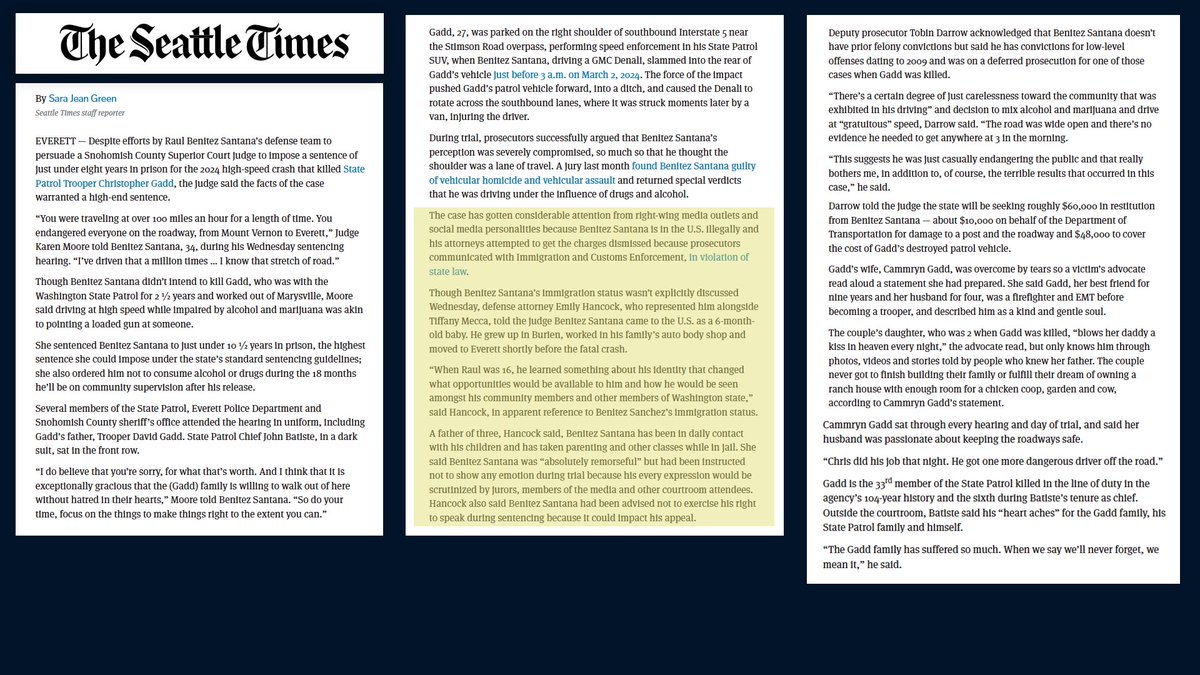 Here is how much space the <a href="/SeattleTimes/">The Seattle Times</a> dedicated to spinning a sob story about the illegal alien who killed WA State Trooper Christopher Gadd.