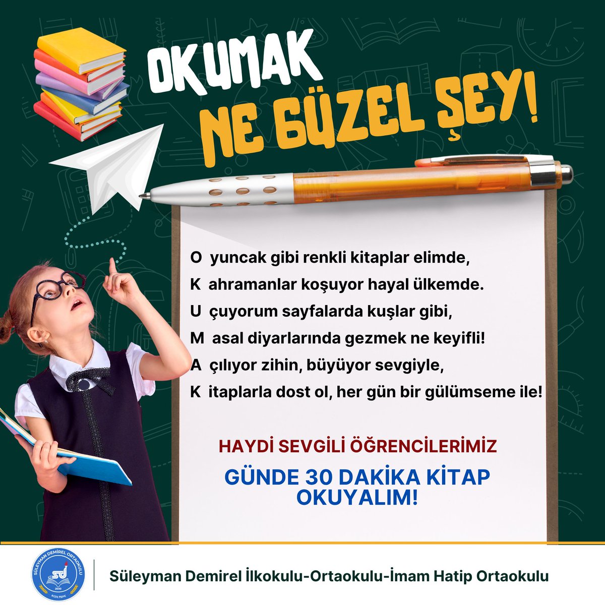 Kızıltepe Süleyman Demirel İlkokulu-Ortaokulu-İHO (@sdemirelilkorta) on Twitter photo Kitap okumak, öğrencilerin dil becerilerini geliştirir, kelime dağarcığını artırır ve hayal güçlerini güçlendirir. Aynı zamanda empati kurma yeteneklerini geliştirir, konsantrasyonu artırır ve akademik başarıya katkı sağlar.📚📍
<a href="/ali_eyyupkoca/">Ali Eyyupkoca</a> <a href="/SuleymnAKIN/">Süleyman AKIN🇹🇷</a> <a href="/makdag47/">Makdag</a> <a href="/akadirgms/">Abdulkadir Gümüş</a> Kitap okumak, öğrencilerin dil becerilerini geliştirir, kelime dağarcığını artırır ve hayal güçlerini güçlendirir. Aynı zamanda empati kurma yeteneklerini geliştirir, konsantrasyonu artırır ve akademik başarıya katkı sağlar.📚📍
<a href="/ali_eyyupkoca/">Ali Eyyupkoca</a> <a href="/SuleymnAKIN/">Süleyman AKIN🇹🇷</a> <a href="/makdag47/">Makdag</a> <a href="/akadirgms/">Abdulkadir Gümüş</a>