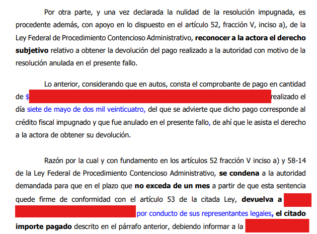 emiliorascon's tweet photo. Con mucho gusto y orgullo comparto que obtuvimos sentencia que declara la nulidad lisa y llana de un crédito fiscal millonario.

El cliente pagó en vez de garantizar. Probamos que la autoridad se extralimitó, y se ordenó la devolución del pago.

La legalidad sí importa. https://t.co/jFkSSZm6MI