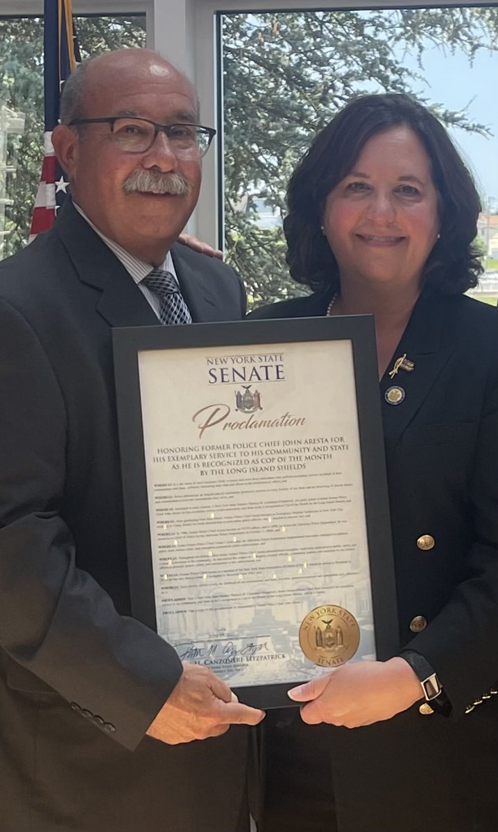 At the June meeting of Long Island Shields, the former Chief of the Malverne Police Department and my dear friend, John Aresta, was honored. He dedicated more than 30 years to protecting the village I call home. Under his leadership, John helped ensure the safety of the