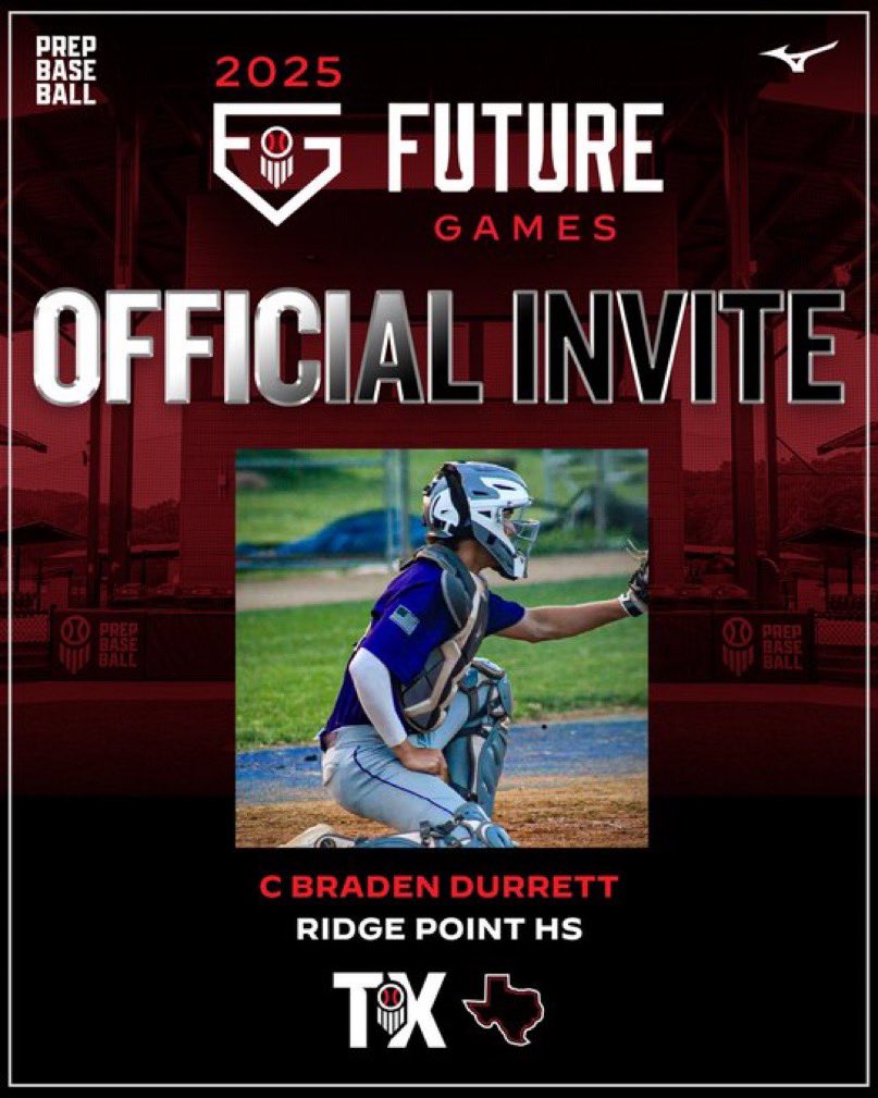 Braden Durrett (@bradendurrett) on Twitter photo Thank you for opportunity! Ready to compete and represent Texas!
<a href="/PrepBaseball_TX/">Prep Baseball Texas</a> <a href="/PBRGowins/">Brandon Gowins</a> <a href="/ShooterHunt/">Shooter Hunt</a> <a href="/RecruitMETx/">METx Recruiting</a> <a href="/DadoRod25/">Dado Rodriguez</a> <a href="/RPHSBaseball/">Ridge Point Baseball</a> Thank you for opportunity! Ready to compete and represent Texas!
<a href="/PrepBaseball_TX/">Prep Baseball Texas</a> <a href="/PBRGowins/">Brandon Gowins</a> <a href="/ShooterHunt/">Shooter Hunt</a> <a href="/RecruitMETx/">METx Recruiting</a> <a href="/DadoRod25/">Dado Rodriguez</a> <a href="/RPHSBaseball/">Ridge Point Baseball</a>